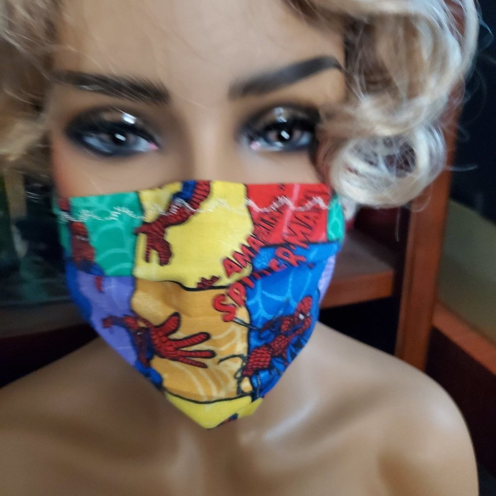 Cloth Face Mask - Silver/Copper Filters- Spiderman